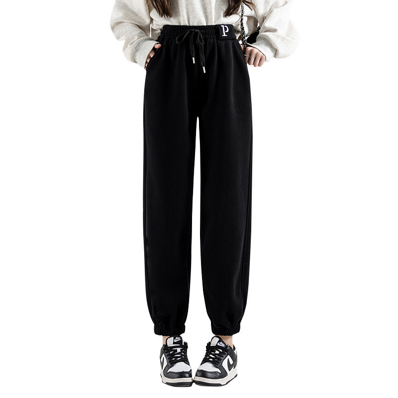 Fleece-lined Casual Harem Pants For Women