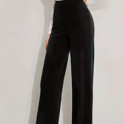 High Waist Slimming Casual Solid Color Straight-leg Trousers Four Seasons Stretch