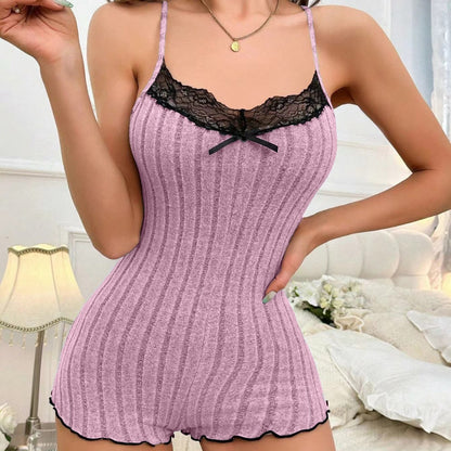 Women's Fashion Butterfly Back Pajamas Lace Strap One-piece Pajamas